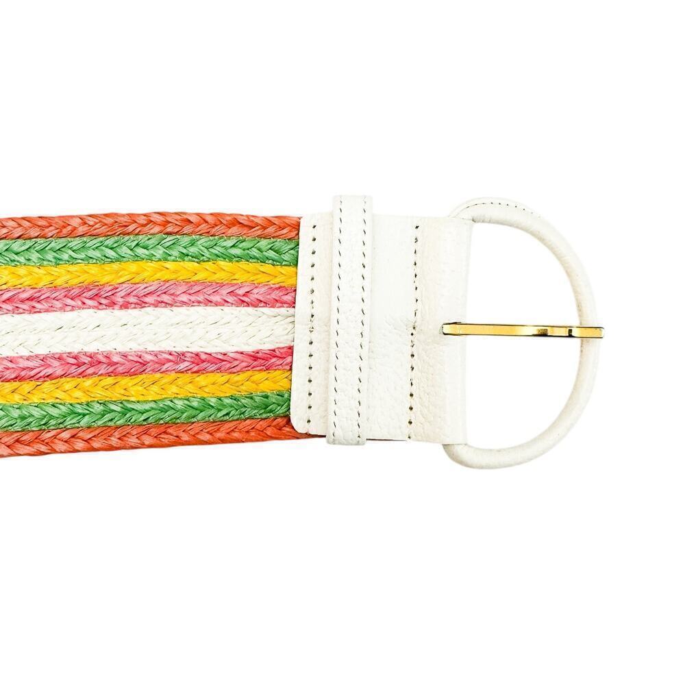 Guy Laroche France Vintage Rattan Straw Colorful Belt Size 30